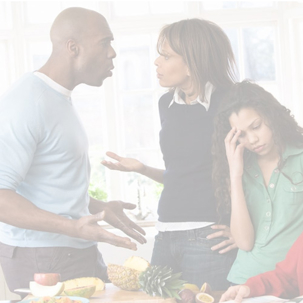 parent arguing in front of daughter